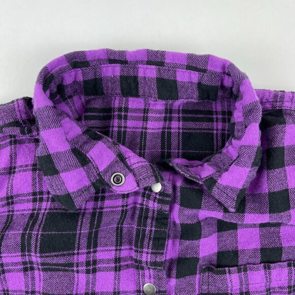 Weissman Womens Button Down Shirt Purple Black Plaid - Picture 3 of 8
